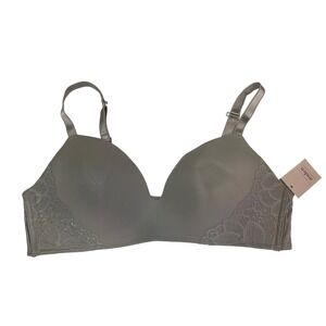 Audden‎ Light Gray Lace Trim Wireless Bra Size 40C Comfort Everyday NWT